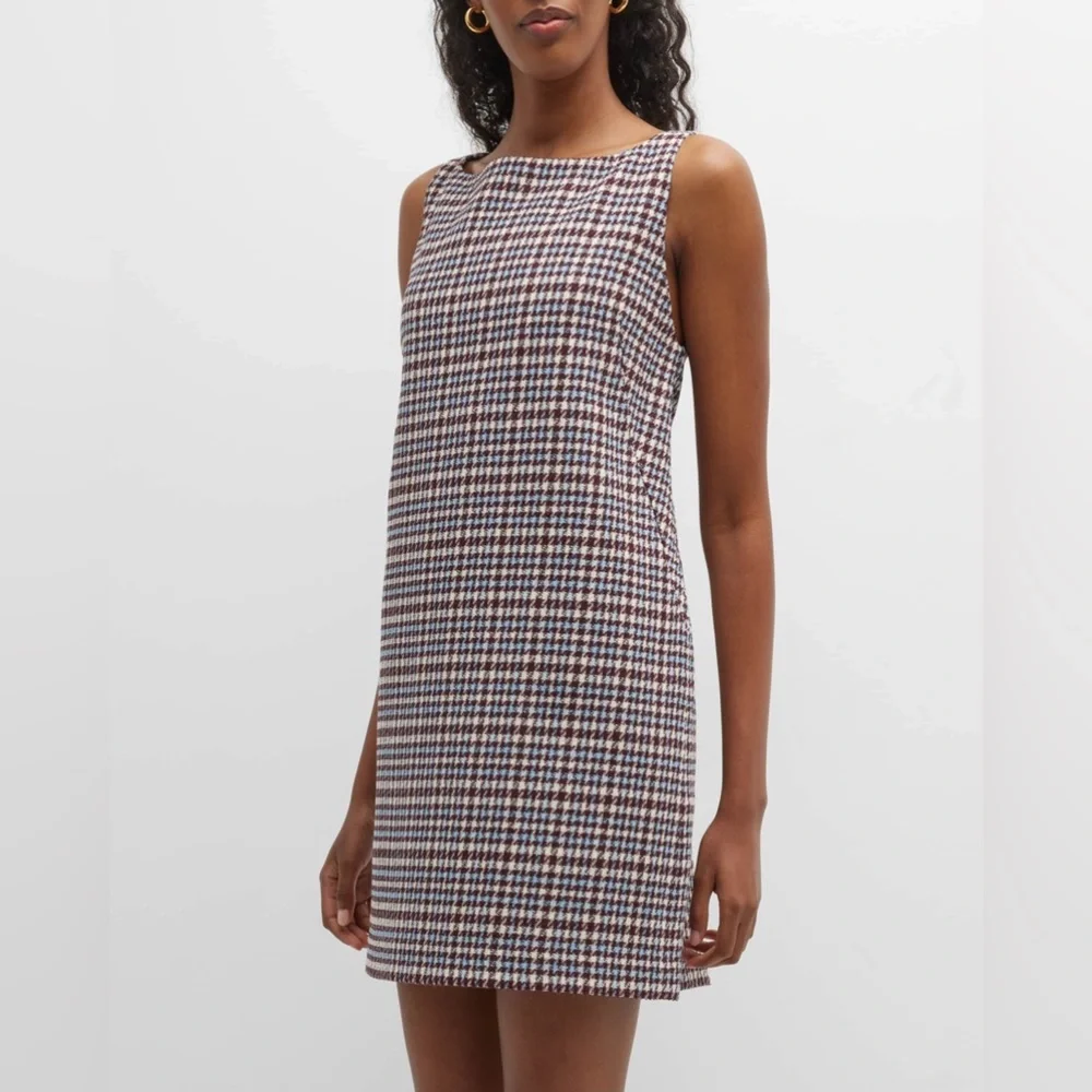 NWT Rebecca Taylor Techy Houndstooth Wool Shift Mini Dress Sheath Sleeveless 2 4 - Picture 5 of 15